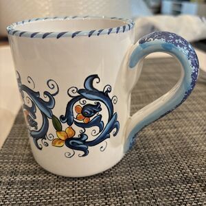 Handmade Nuccia Ceramica Italy Coffee Tea Mug Cup Italian Pottery Assisi Blue